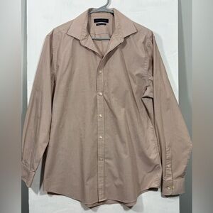 Tommy Hilfiger Size 16 Light Brown Stripe Dress Shirt